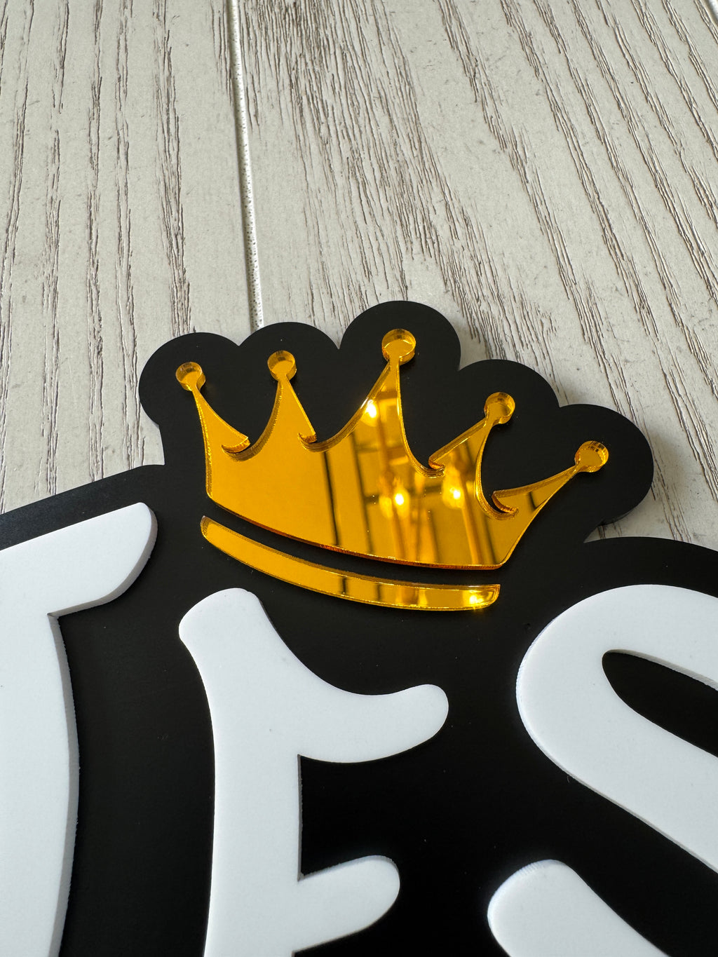 Jesus Saves acrylic wall art with gold mirror crown