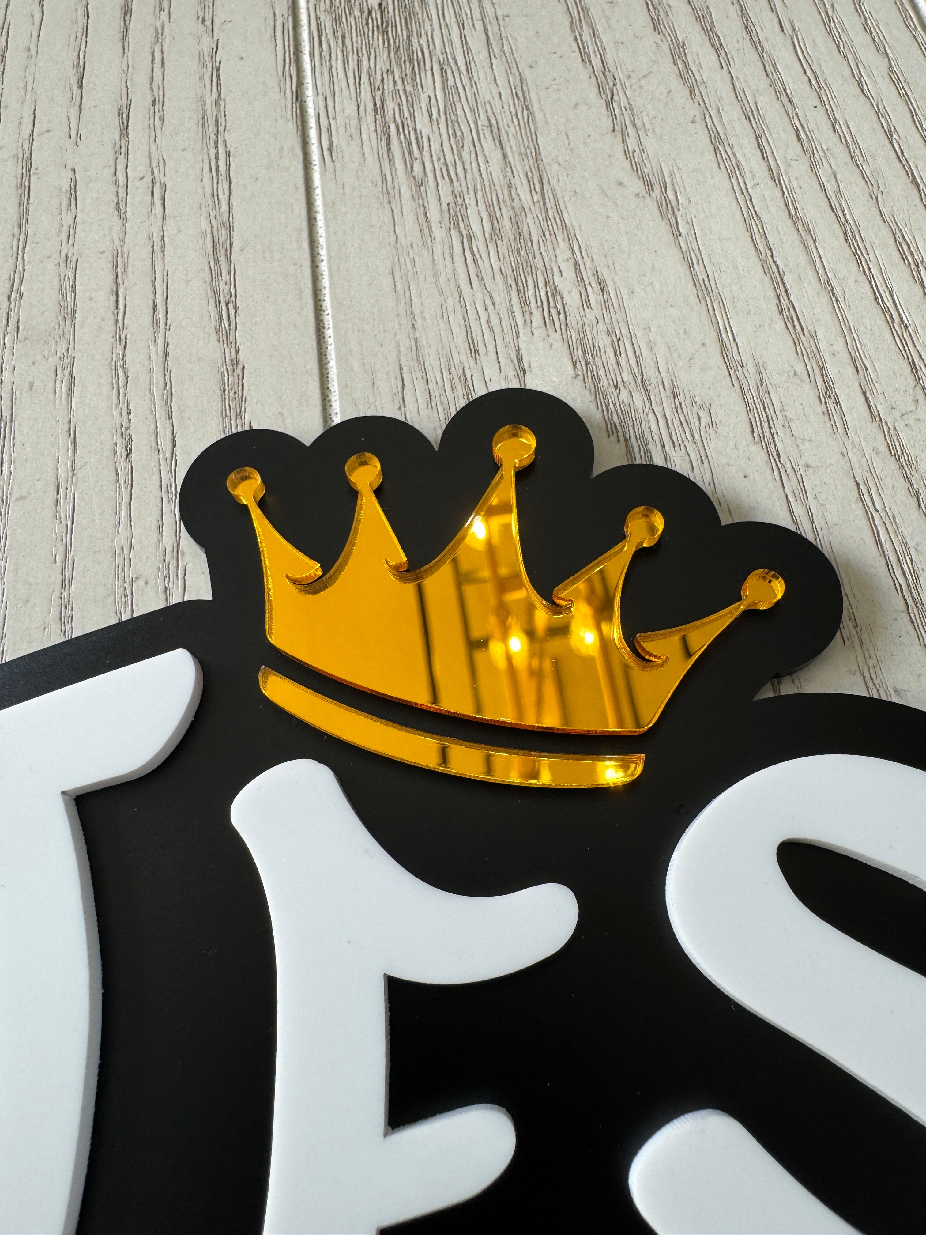 Jesus Saves acrylic wall art with gold mirror crown