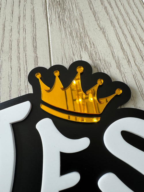Jesus Saves acrylic wall art with gold mirror crown