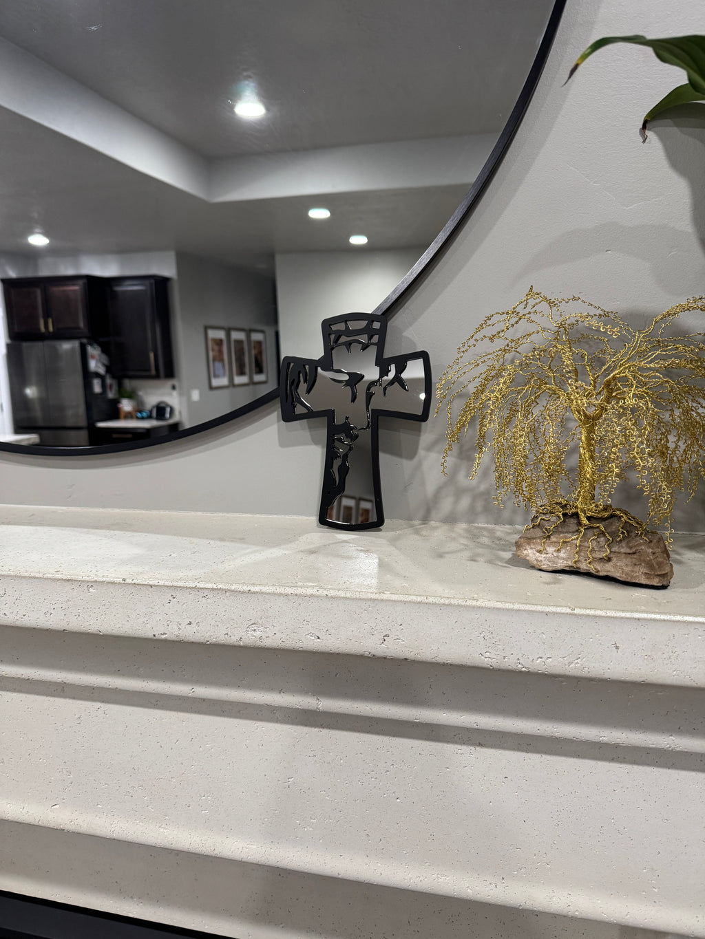 Layered Acrylic "He is Risen" Reflection Cross – Matte Black & Silver mirror 9” tall (Copy)