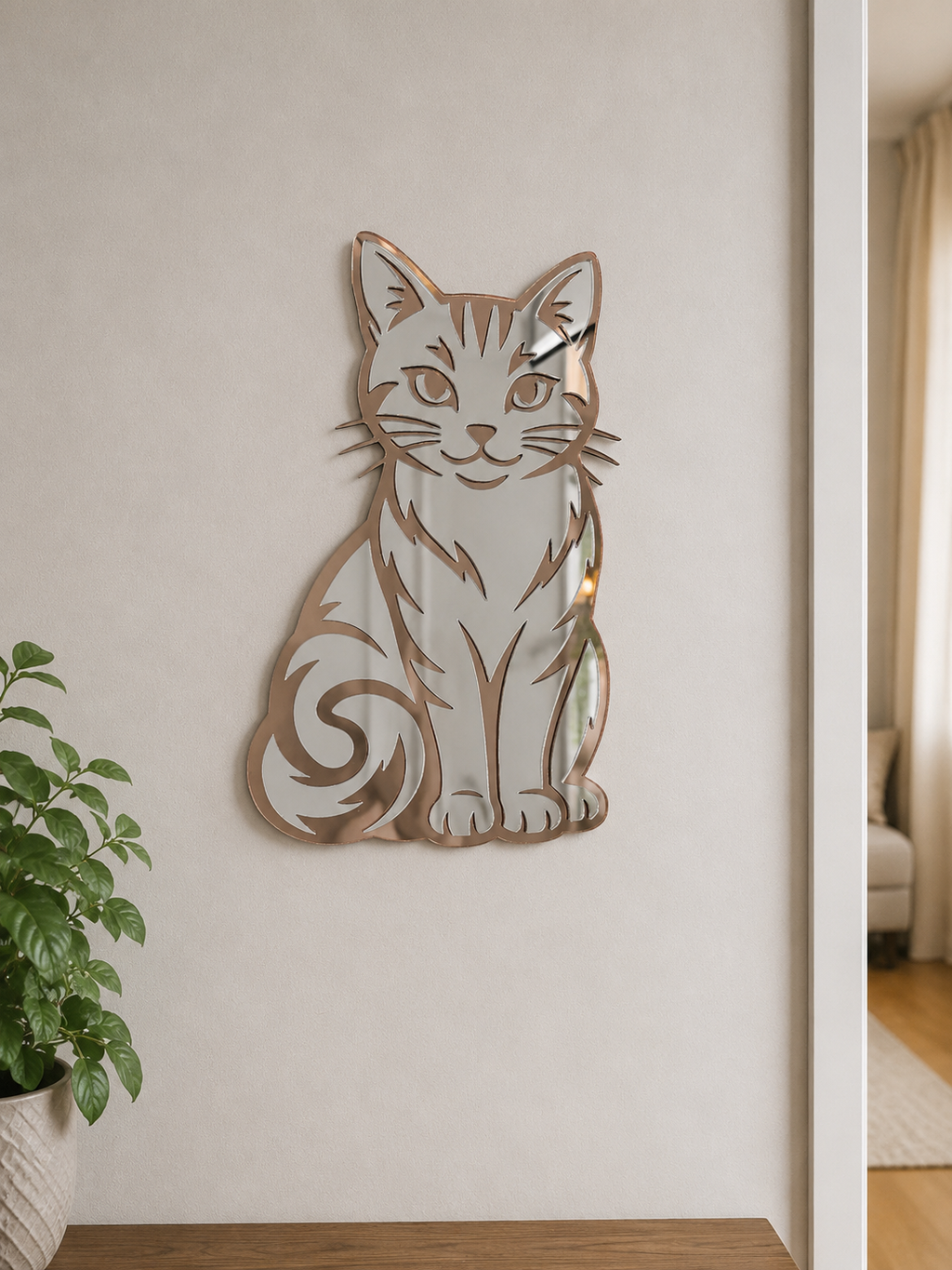 Modern acrylic Mirrored cats 12” tall set of 2