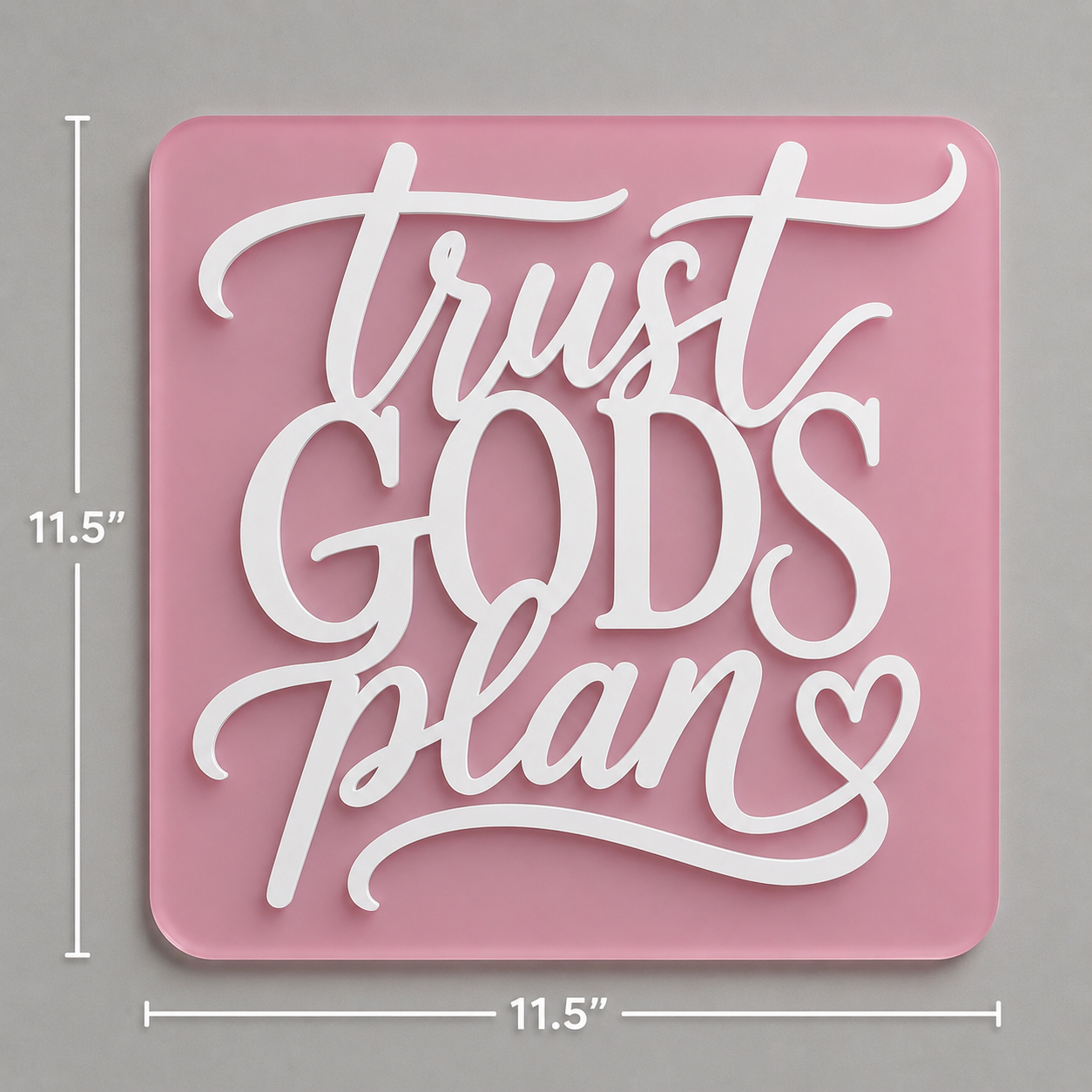 Trust God’s Plan Acrylic Wall Sign | Modern Christian Graffiti Wall Decor pink