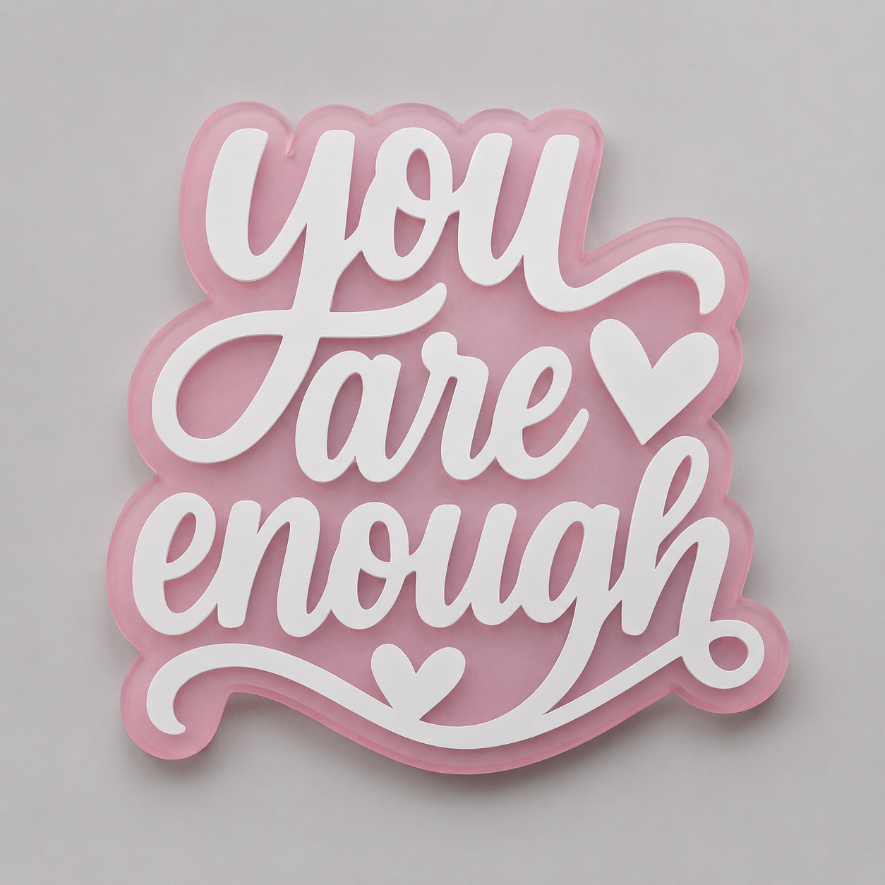 You Are Enough Acrylic Wall Sign | Pink & White Inspirational Wall Decor