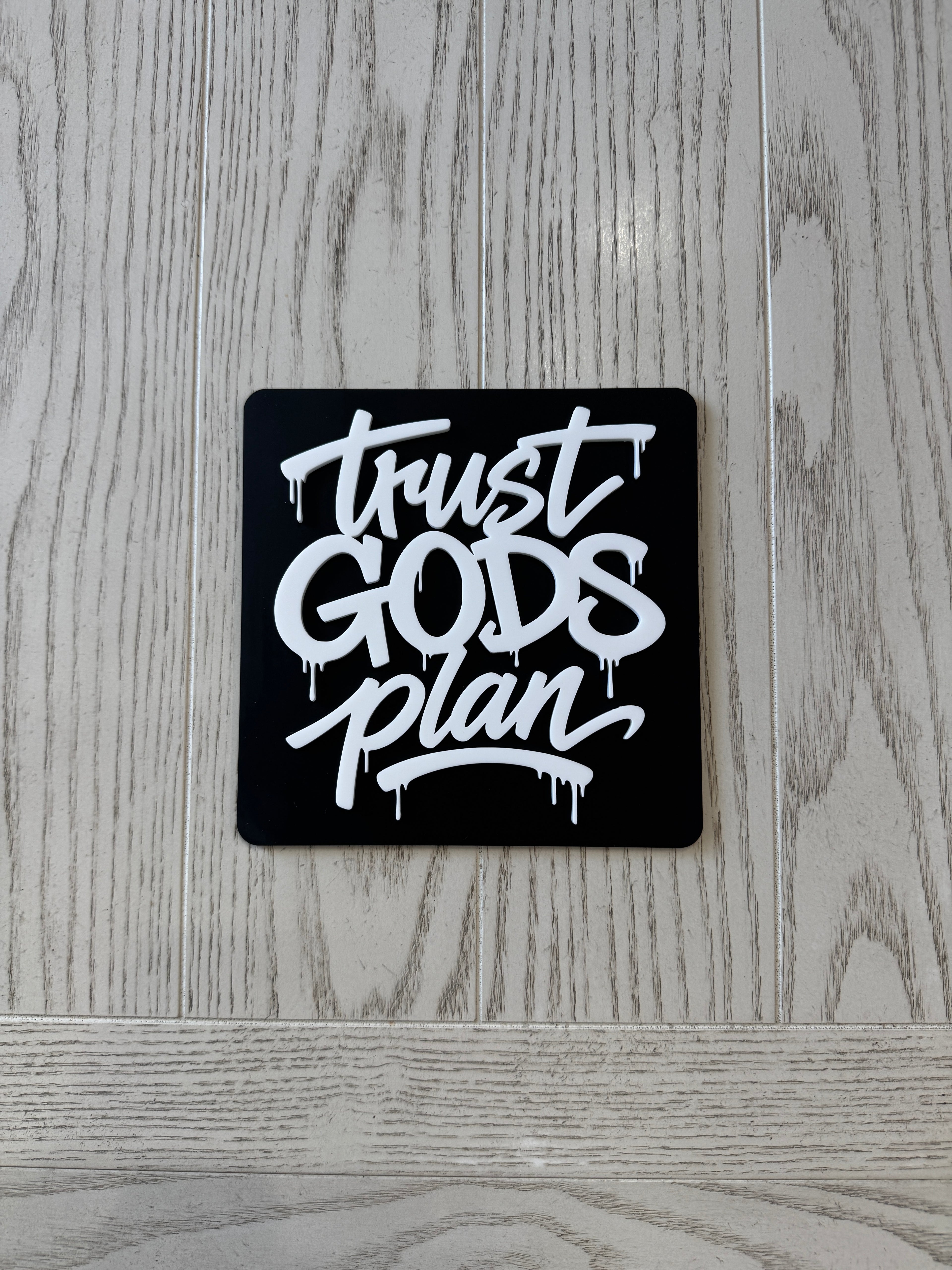 Trust God’s Plan Acrylic Wall Sign | Modern Christian Graffiti Wall Decor