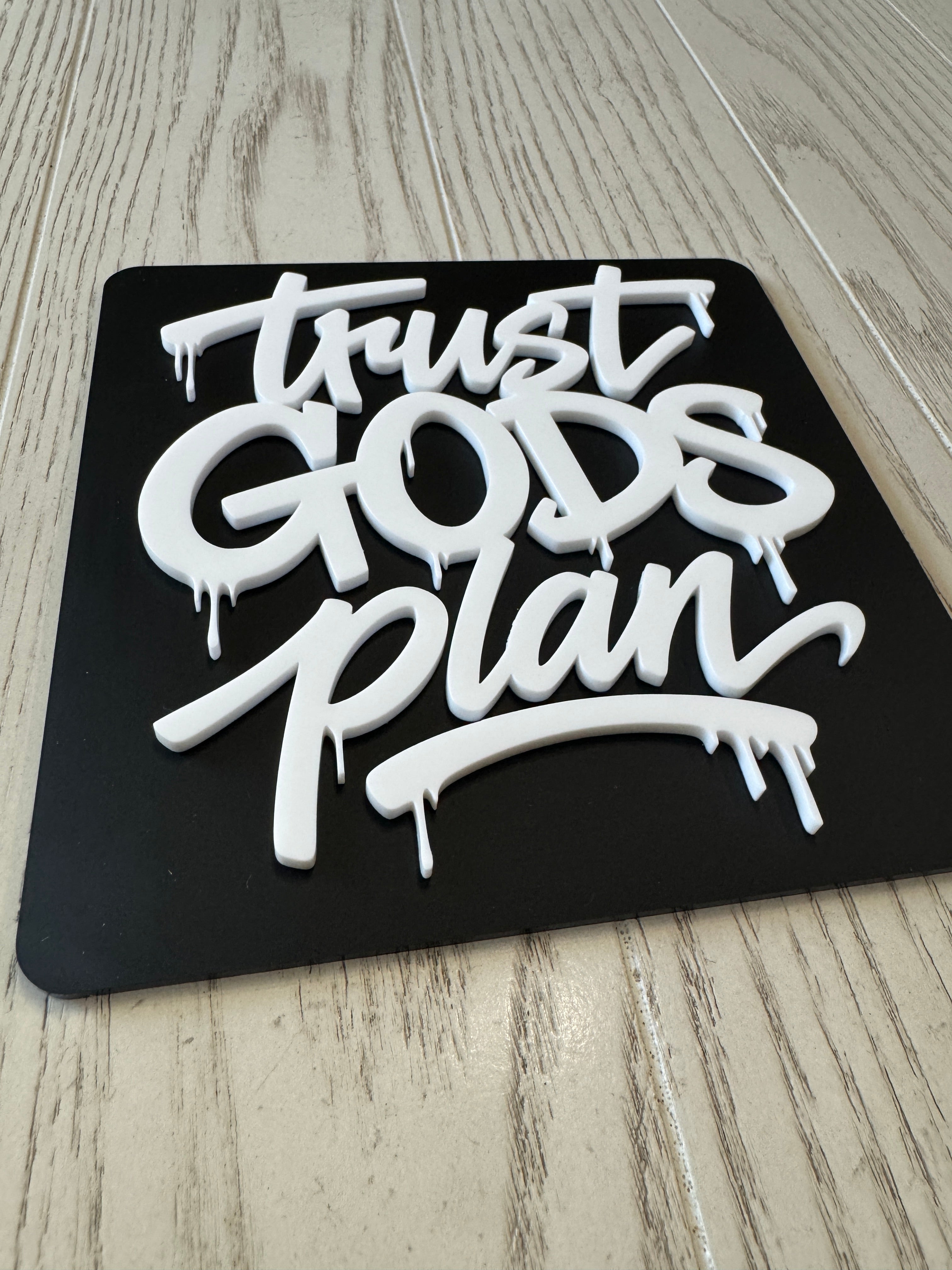 Trust God’s Plan Acrylic Wall Sign | Modern Christian Graffiti Wall Decor